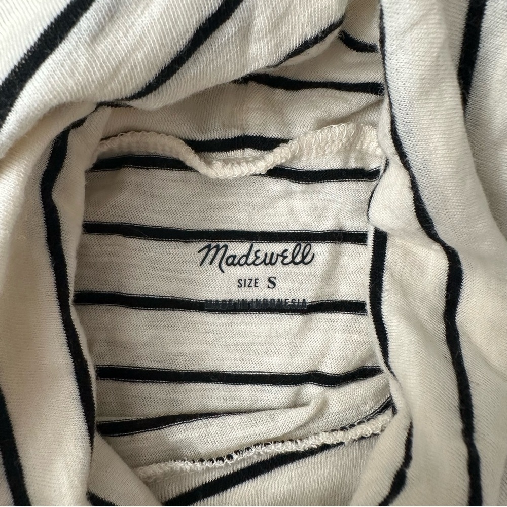 Madewell Striped Turtleneck Black Ivory 100% Cotton Size Small - Picture 5 of 8